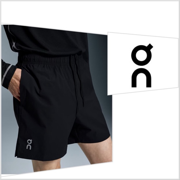 New On Running Men's CORE Jet Black Athletic Shorts - Picture 1 of 11